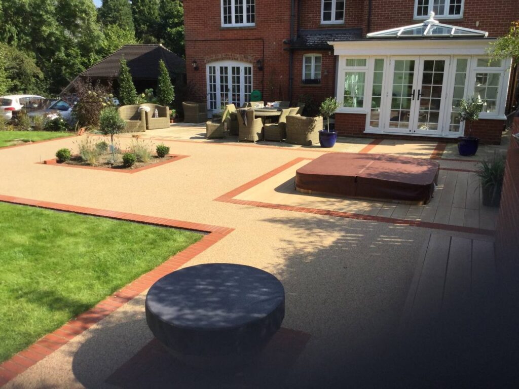 This is a photo of a resin patio installed in Canterbury, Kent by Canterbury Resin Driveways